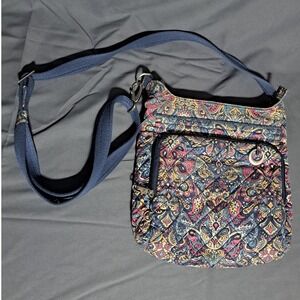Travelon Anti Theft Travel Quilted Crossbody Bag‎ Paisley Floral Pockets Zippers